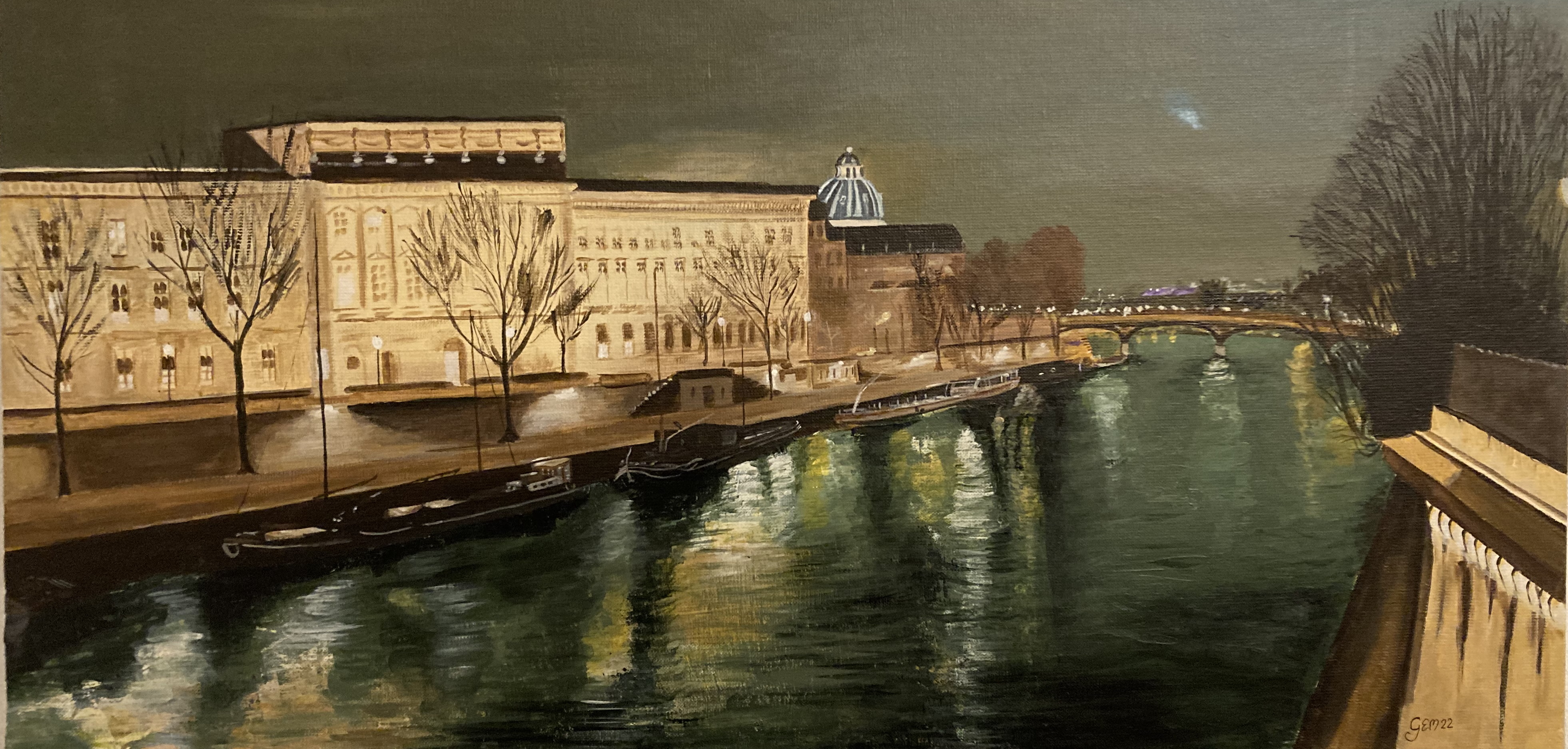 Hiver sur Paris. Vue depuis le Pont-neuf vers le Pont des Arts