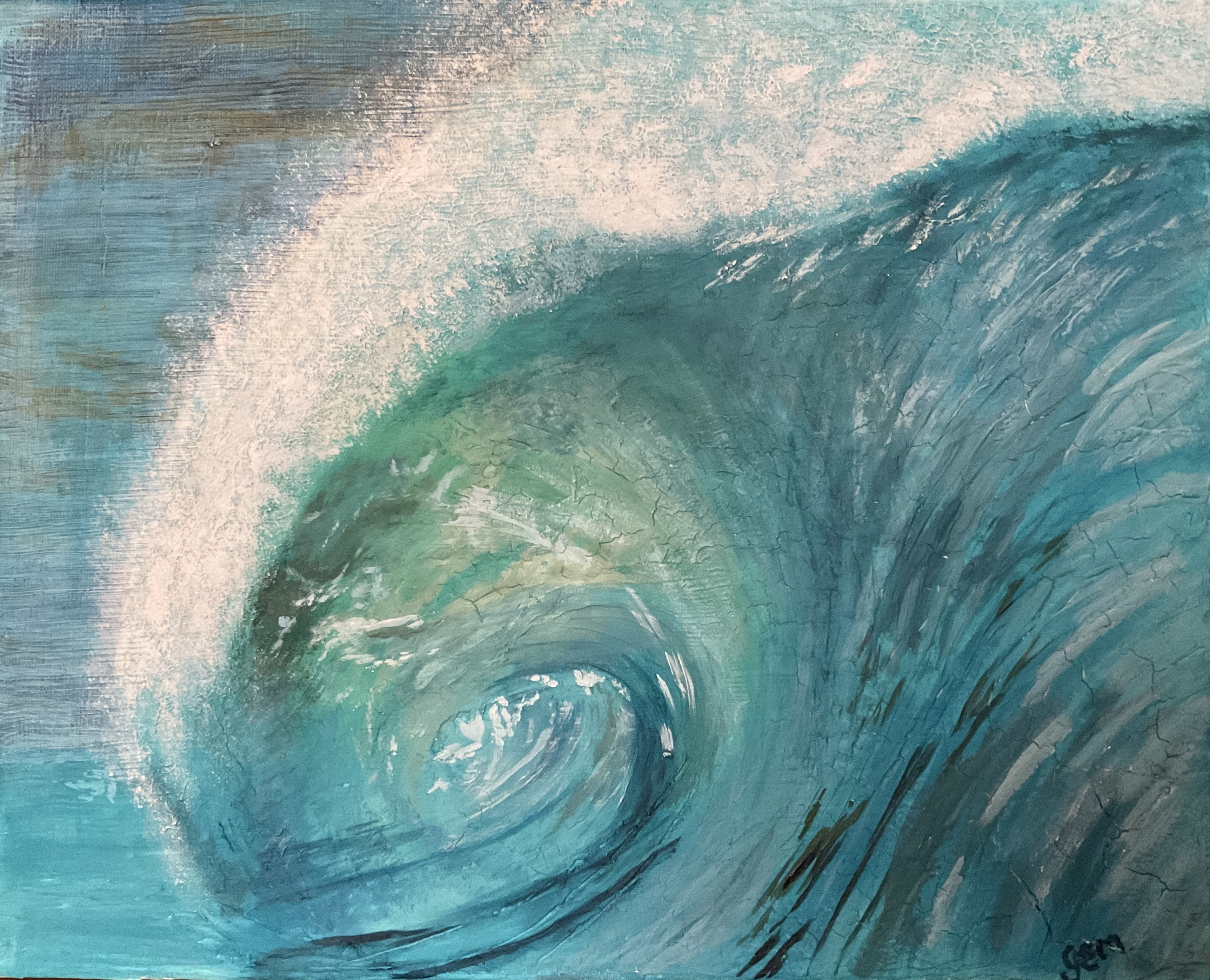 a breaking wave, shaped like a tunnel as it breaks